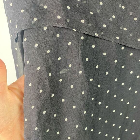 INTERMIX Juliette One Shoulder Ruffle Silk Polka Dot Mini Dress - Picture 9 of 9